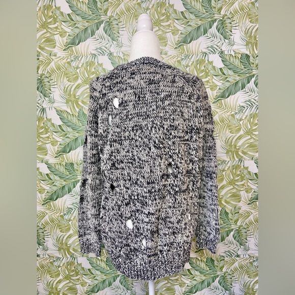 Vintage Havana Edgy Rocker Biker Knitted Sweater w Manufactured Holes Throughout - Picture 4 of 10